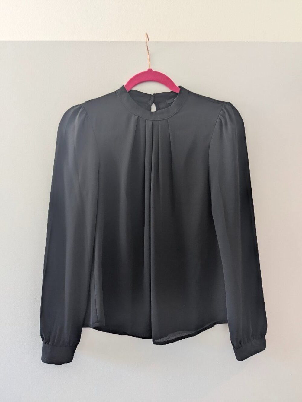 Sheer Black Long-Sleeve Blouse Top, Forever 21 - S